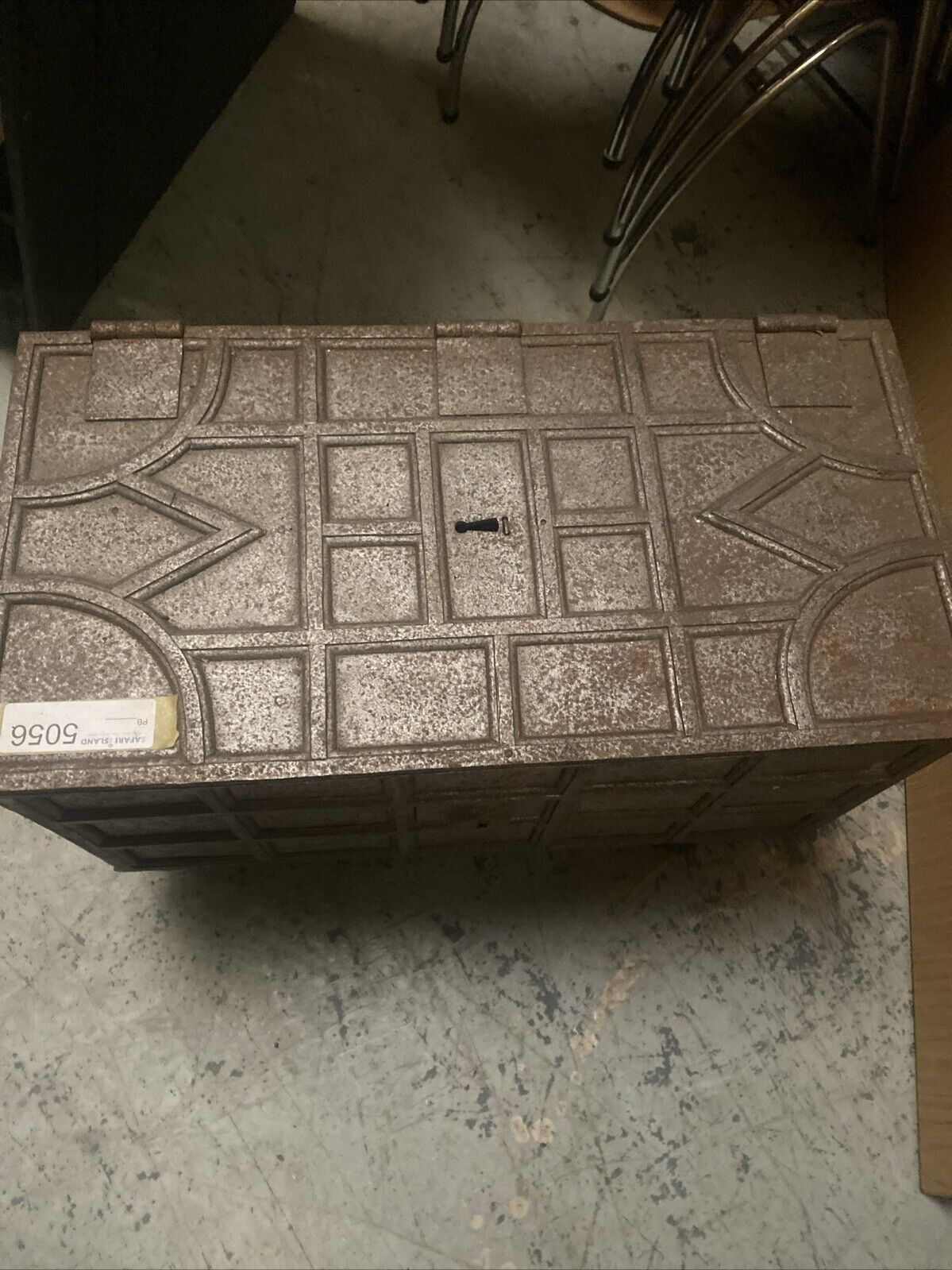 Antique Victorian Safe Metal Strongbox Ornate Rare Piece - (5056)