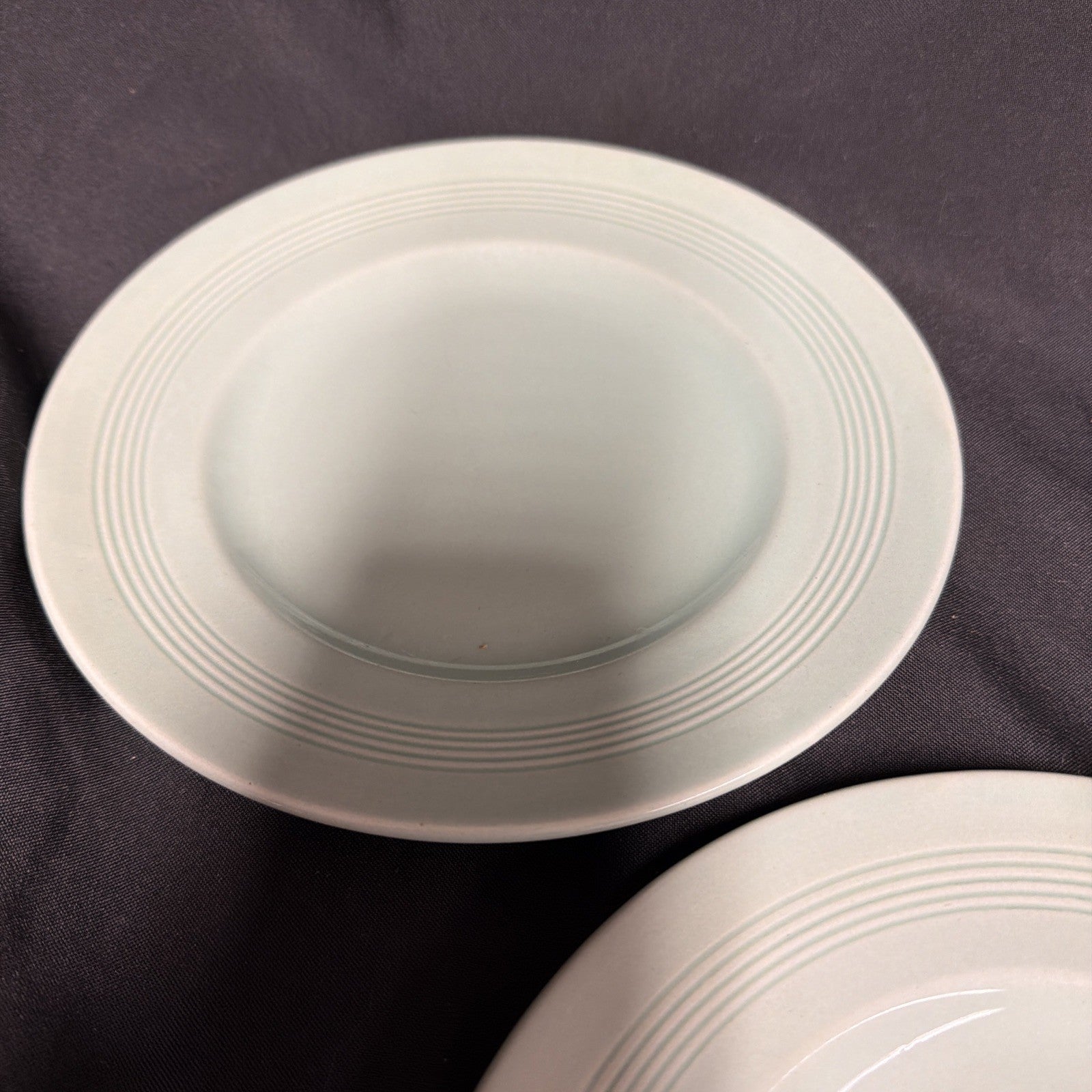 Wood's Ware Beryl Utility Green 1940's Ceramic Tea Plates 20cm D. x 5 GC - (1917) 