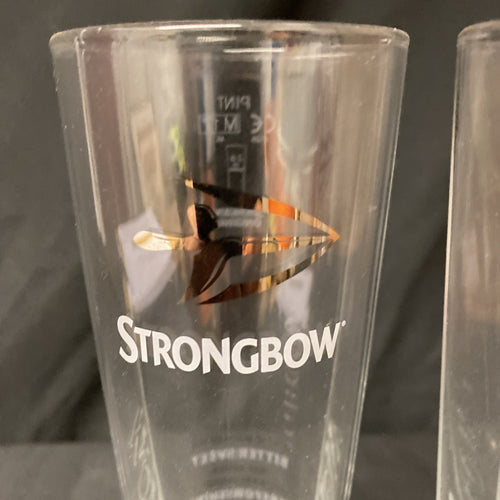 2X Strongbow Cider Pint Glasses Lager Cider Drinks Home Bar Pub Party (1341)