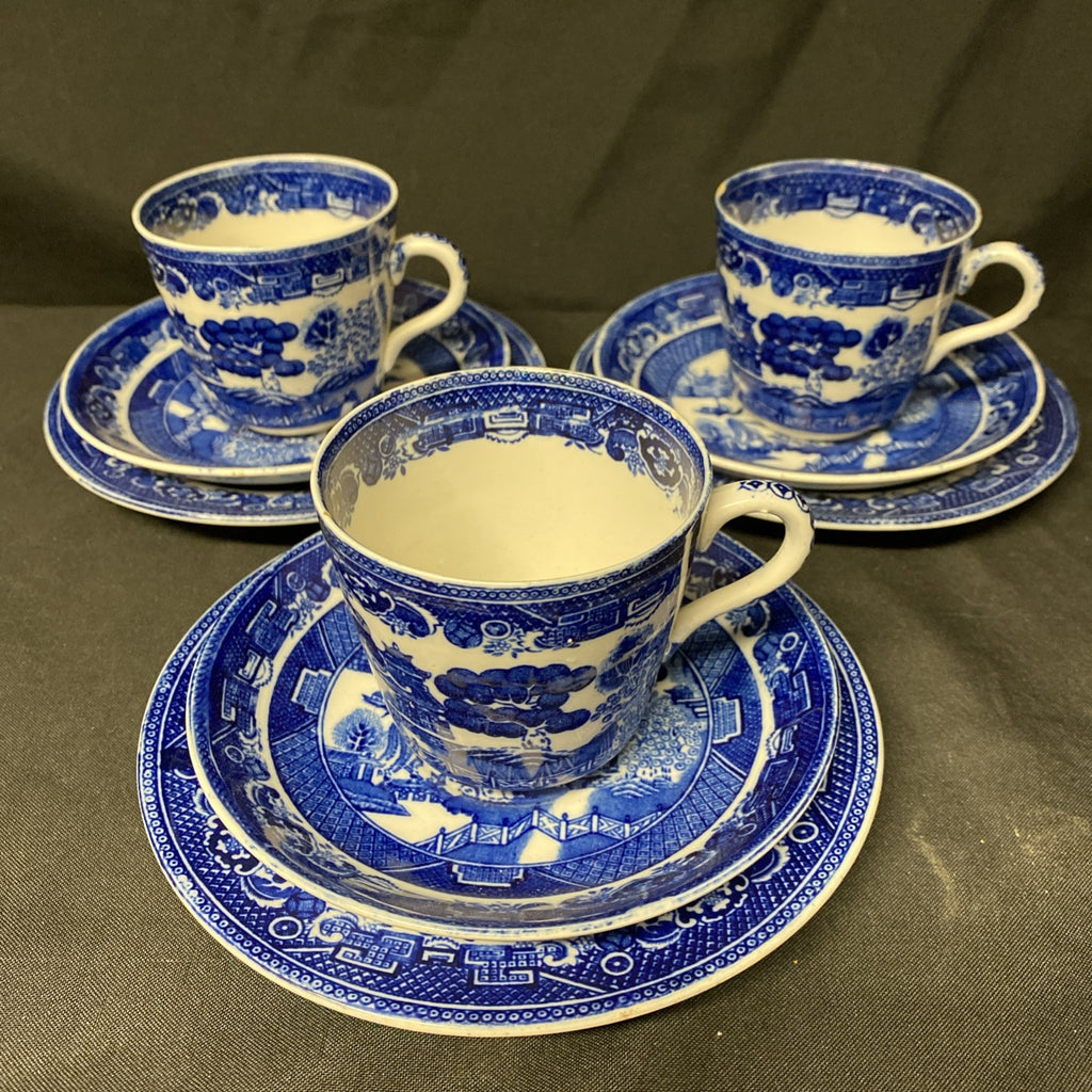 Adderley Ware Old Willow Made In England 3 x Trio Sets - (1718)