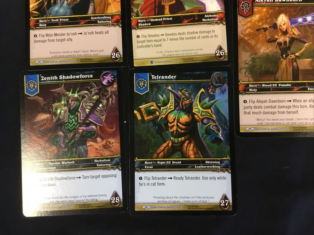 WOW World of Warcraft Oversize cards job lot Zenith, Telrander, Ja'nah, Omedus, Aleyah - (7308)
