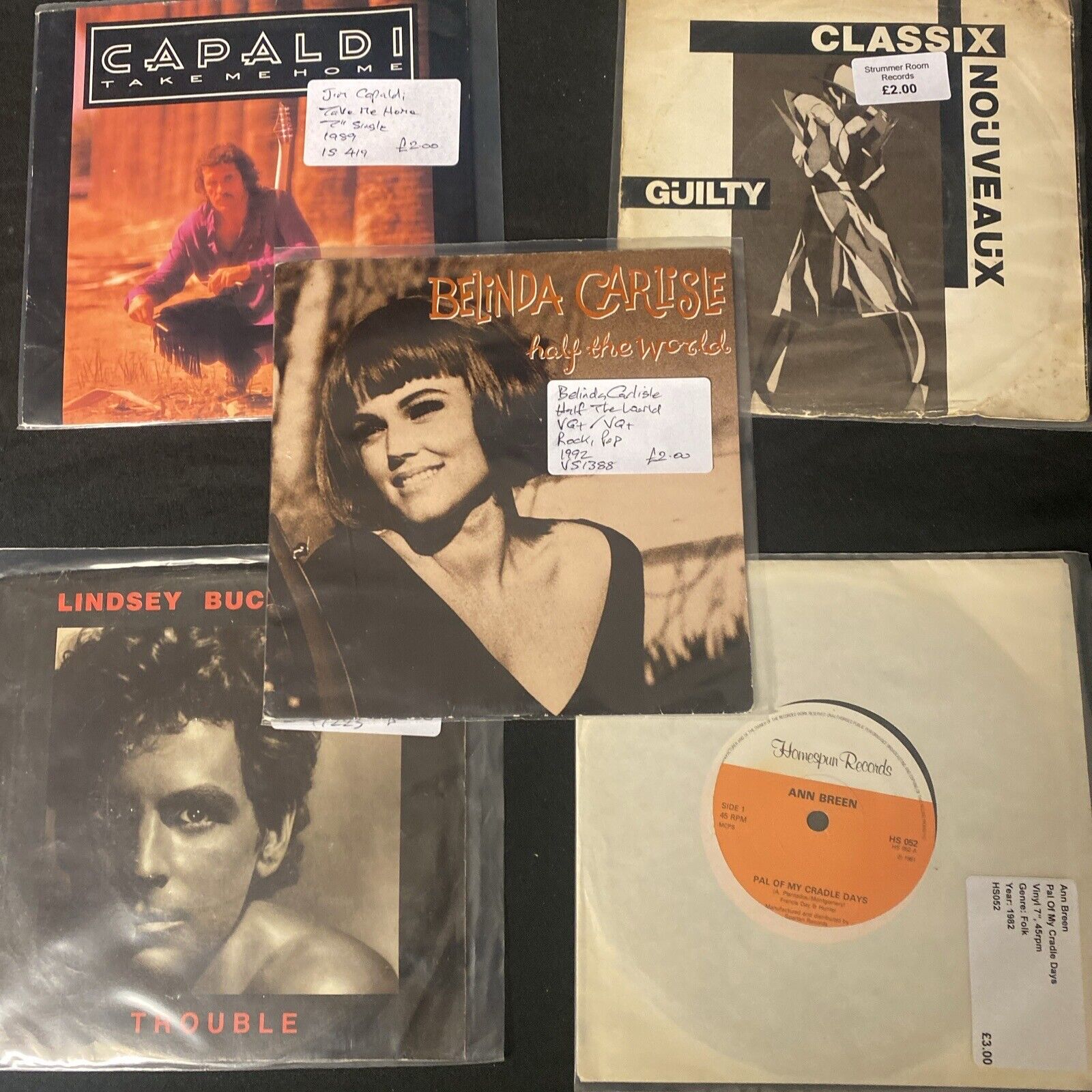 Vinyl Records 7" Singles 5 x 1980's Belinda Carlise, Capaldi, Breen Etc -(9481)