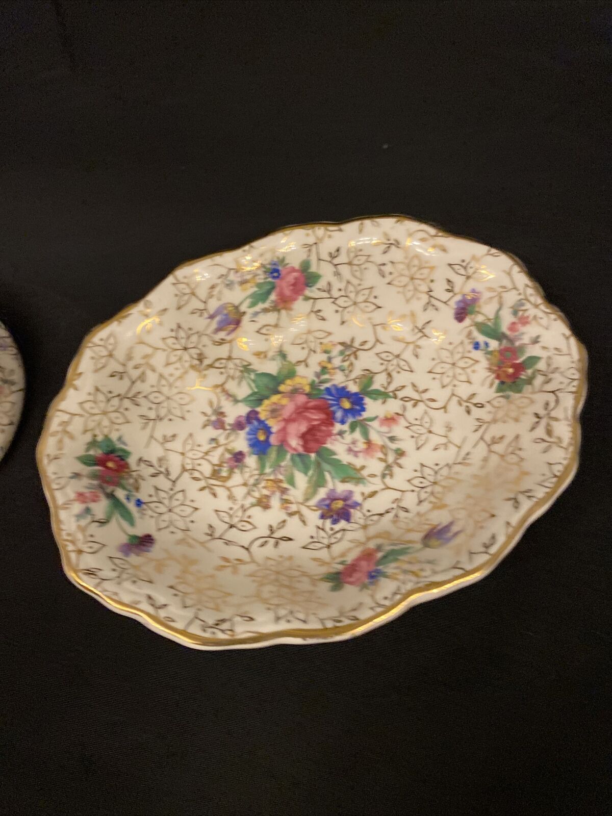 Vintage Midwinter Crinoline and Gilt 2 x Trinket Dressing Table dishes - (8526)