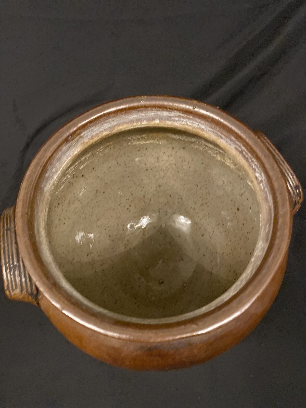Antique Salt Glazed Brown Cook pot Handmade 18cm tall rare pot - (8560)