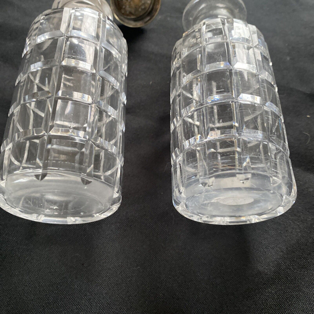 Antique EPNS Glass condiment pair Salt Sugar oil etc - 9330