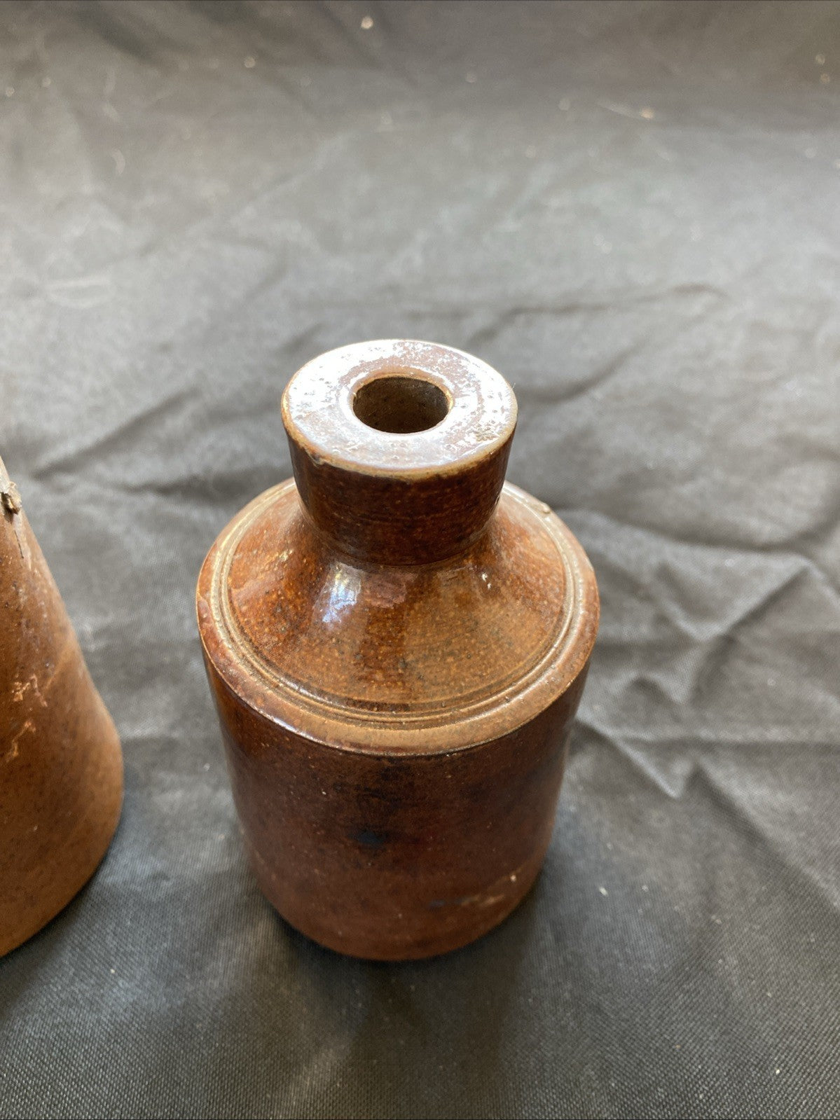 Pair of Salt Glaze Stoneware Bottles Bourne Denby Antique Home Décor - (1005)
