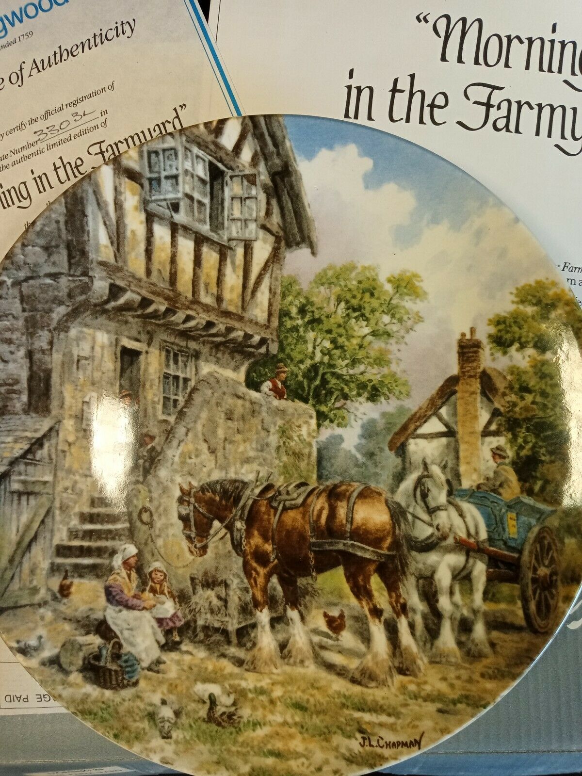 Wedgwood Queensware Collectors Boxed Plate 1989 Morning In The Farm Yard (7883)