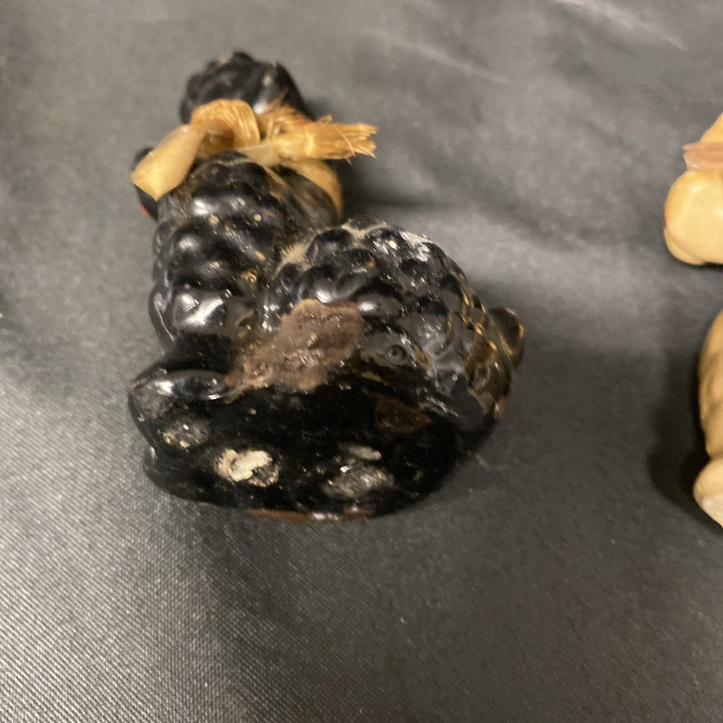 Vintage 1950's Chalkware Dogs / Poodles Pair Cream and Black - (1448)