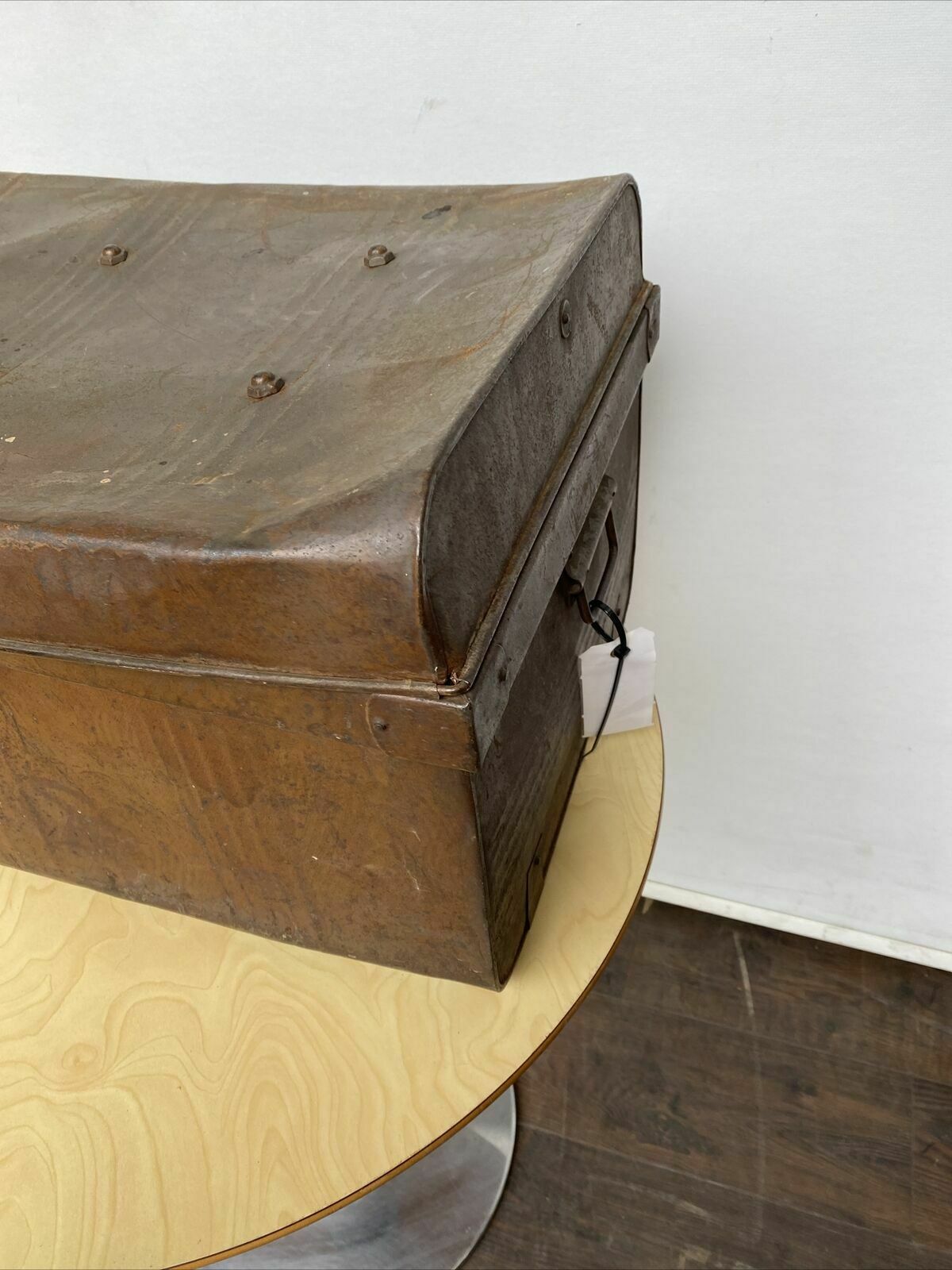 Medium Antique Steel Trunk Great for prop or display - (8051)