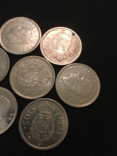 Spain Spanish 50 PTAS Coins x 7 - 1970's to 1980's - (2809)