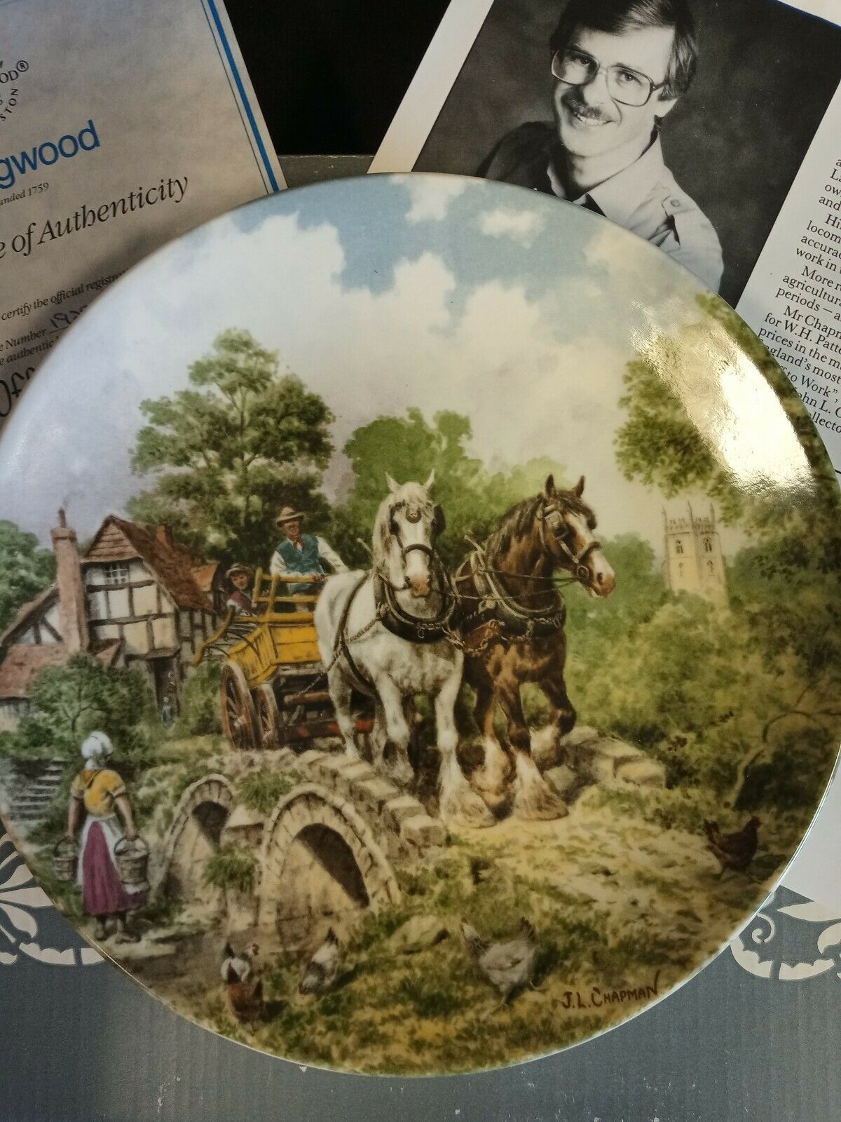 Wedgwood Queensware Collectors Boxed Plate Limited Ed. 1989 Off To Work (7880)