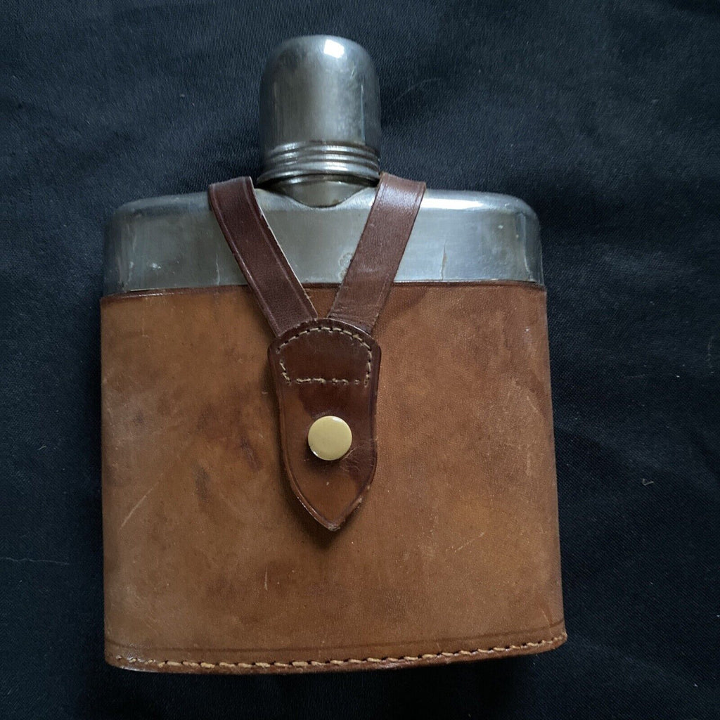 Vintage Hip Flask in Leather case marked Gottfried Hagen A.G. Koln Kalk - 9365