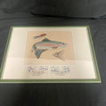 Framed and glazed New Zealand Fly Fishing Genuine Stamps 1st Jan 1988 -(9114)