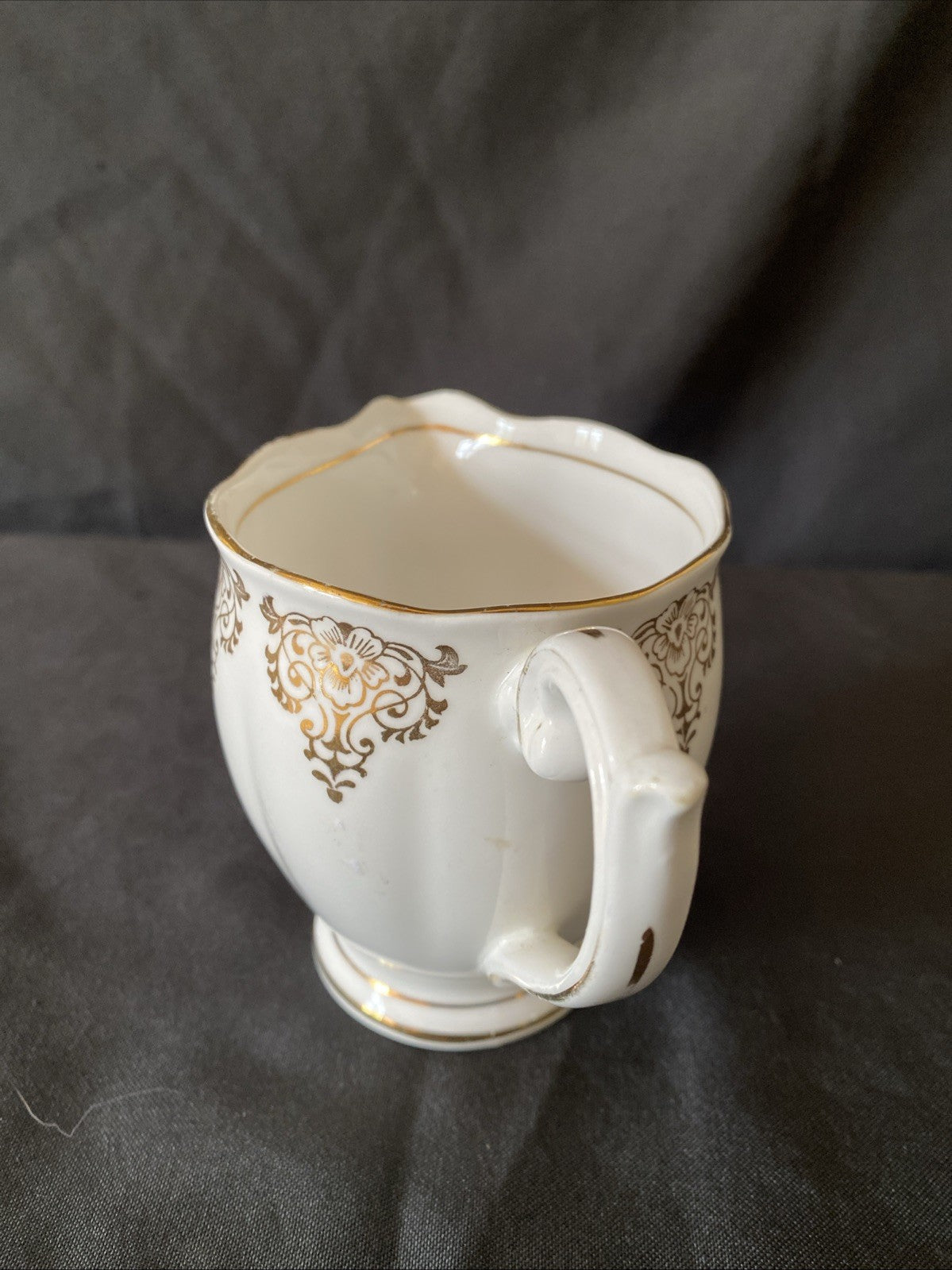 Vintage Bell Fine Bone China England White - Gold Pattern Border Milk Jug (5818)