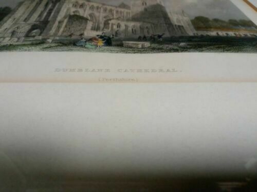 W. Radclyffe T. Allom Engraving 1838 Dumblane Cathedral - Original framed (7008