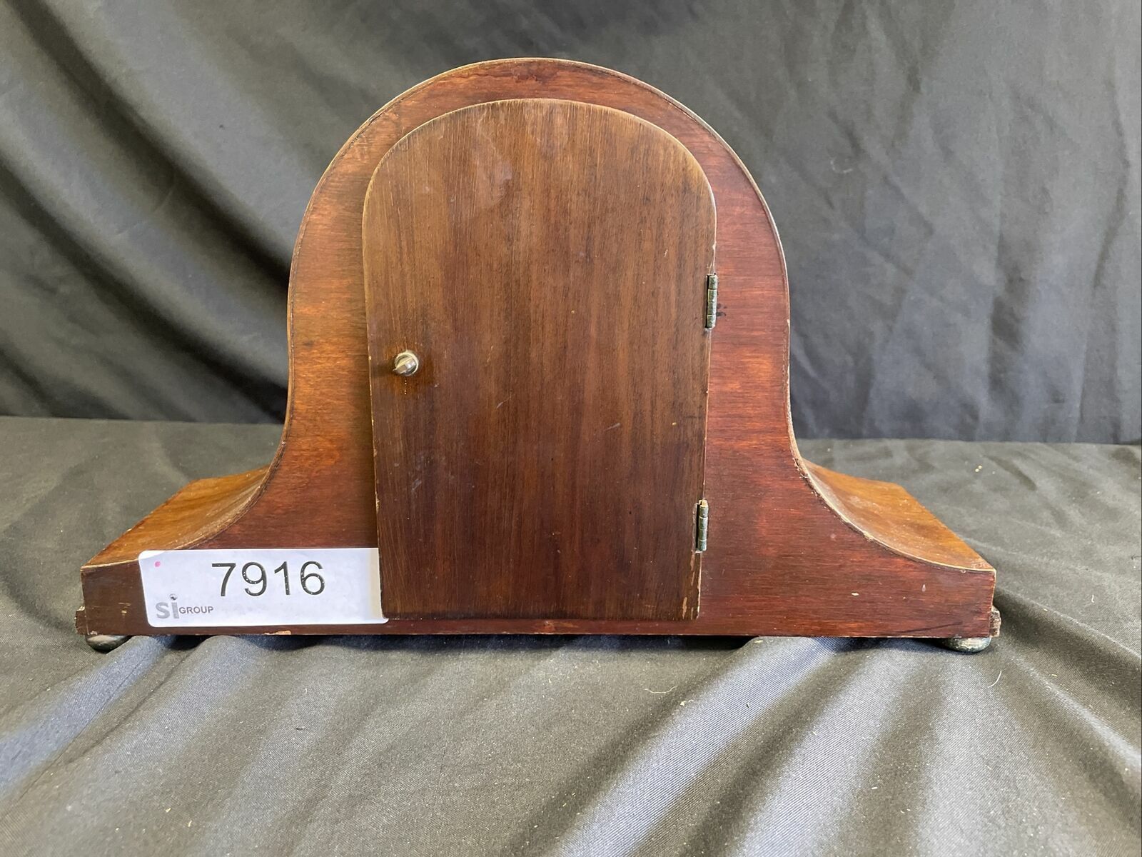 Edwardian Inlaid Mahogany Napoleon Hat Style Mantle Clock Working - (7916)