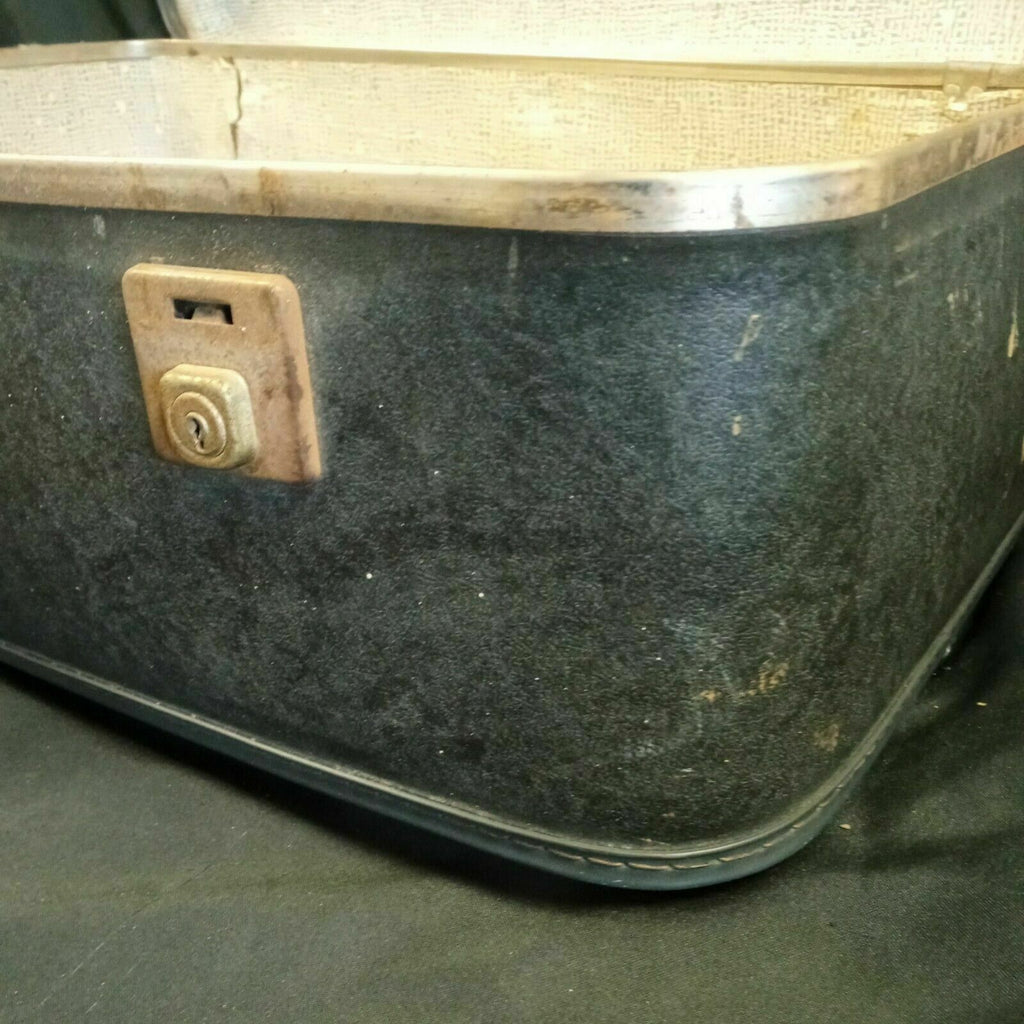 Vintage suitcase Large blue plastic and fabric case prop / storage 1960's - (8087)