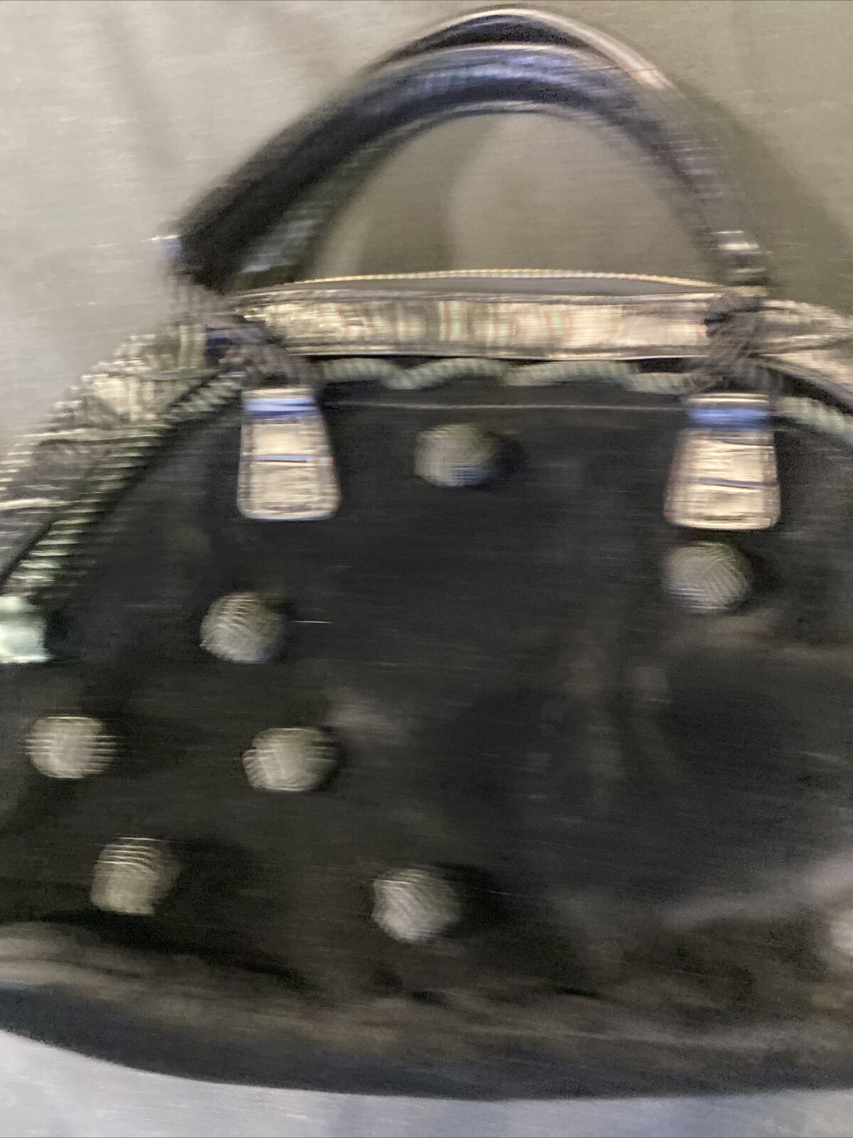 Vintage Handbag Mazzini Black velvet with rope detail - (8433)