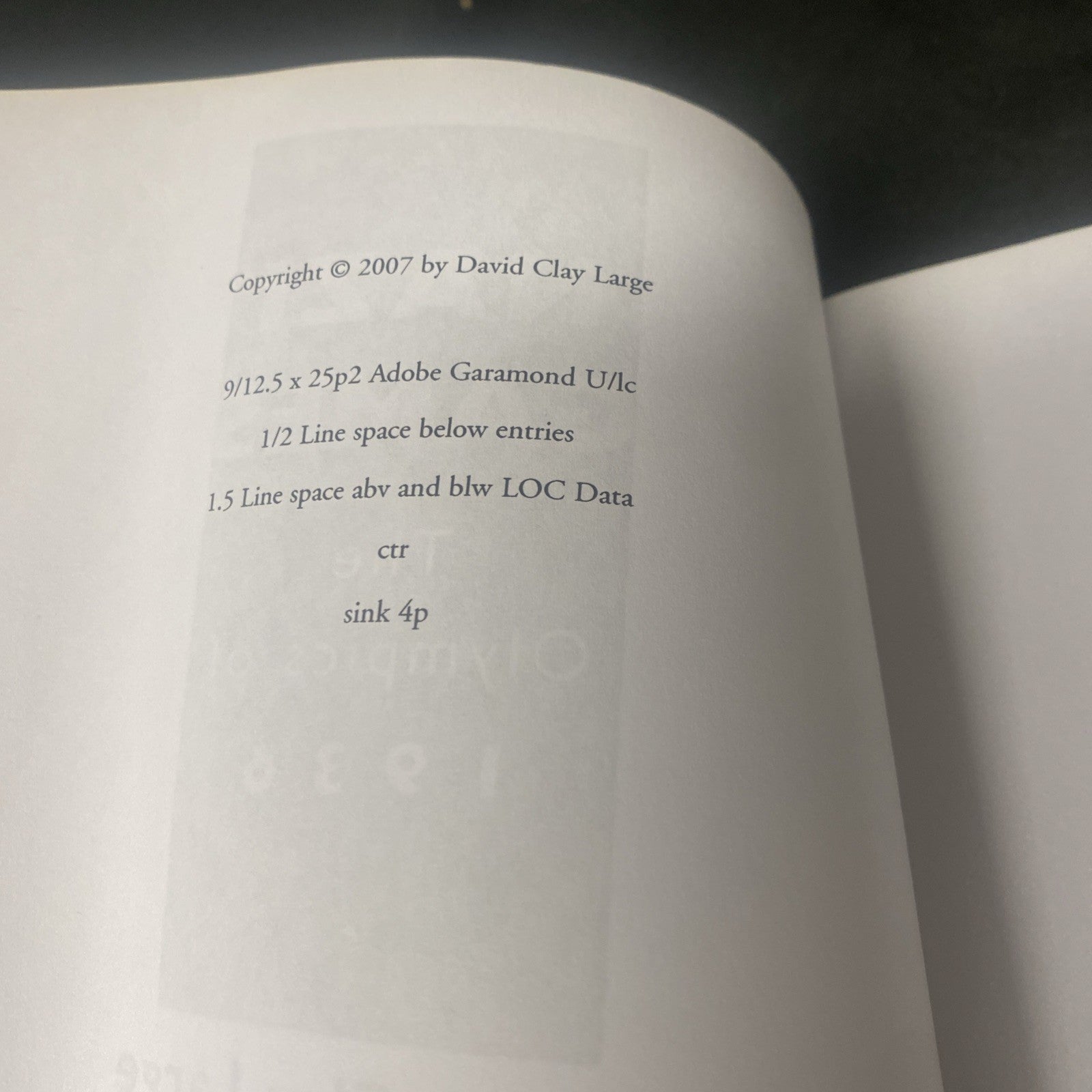 Book - NAZI GAMES: THE OLYMPICS OF 1936' by David Large (Advance Copy NFS) (1540)