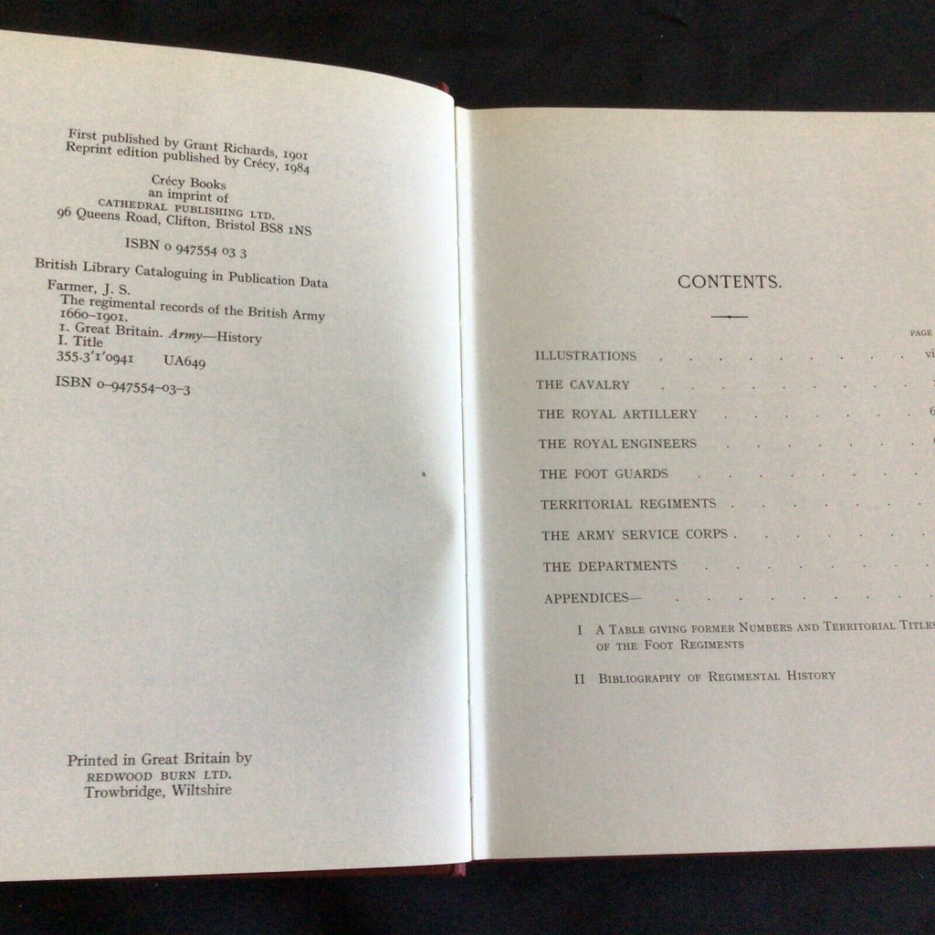 J.S. Farmer The Regimental Records if The British Army 1660-1901 book - (9732)