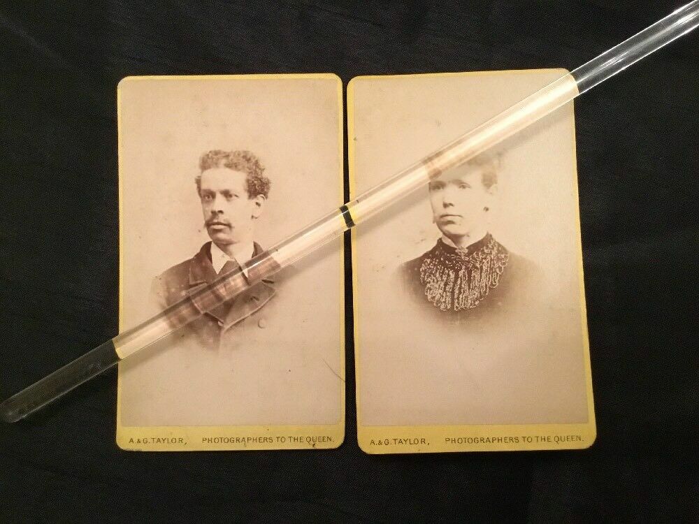 Victorian CDV Cabinet Photo -1870’s A&G Taylor LONDON X 2 Husband & Wife (2316)