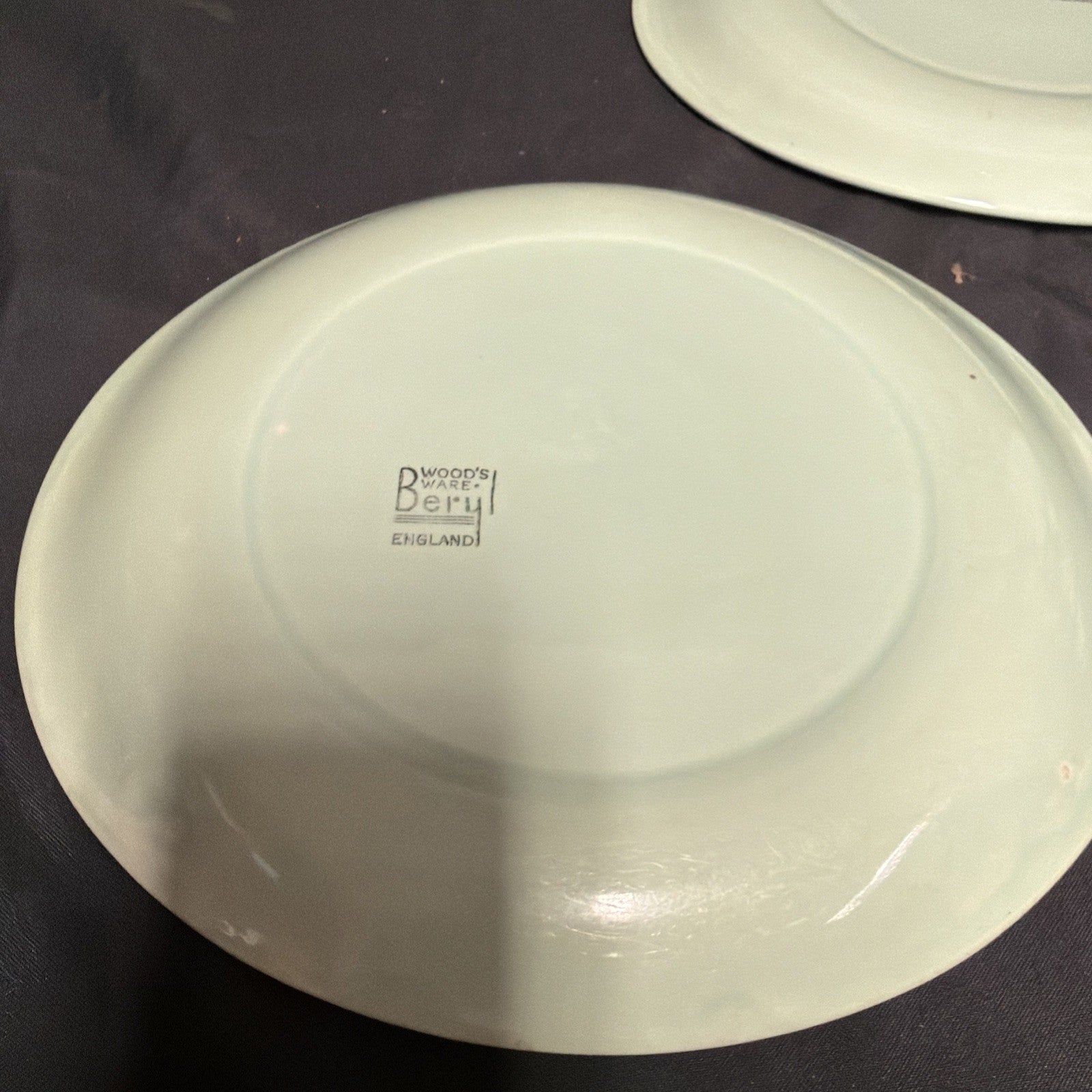 Wood's Ware Beryl Utility Green 2 x steak Oval Plate 28cm Diameter- (1932) 