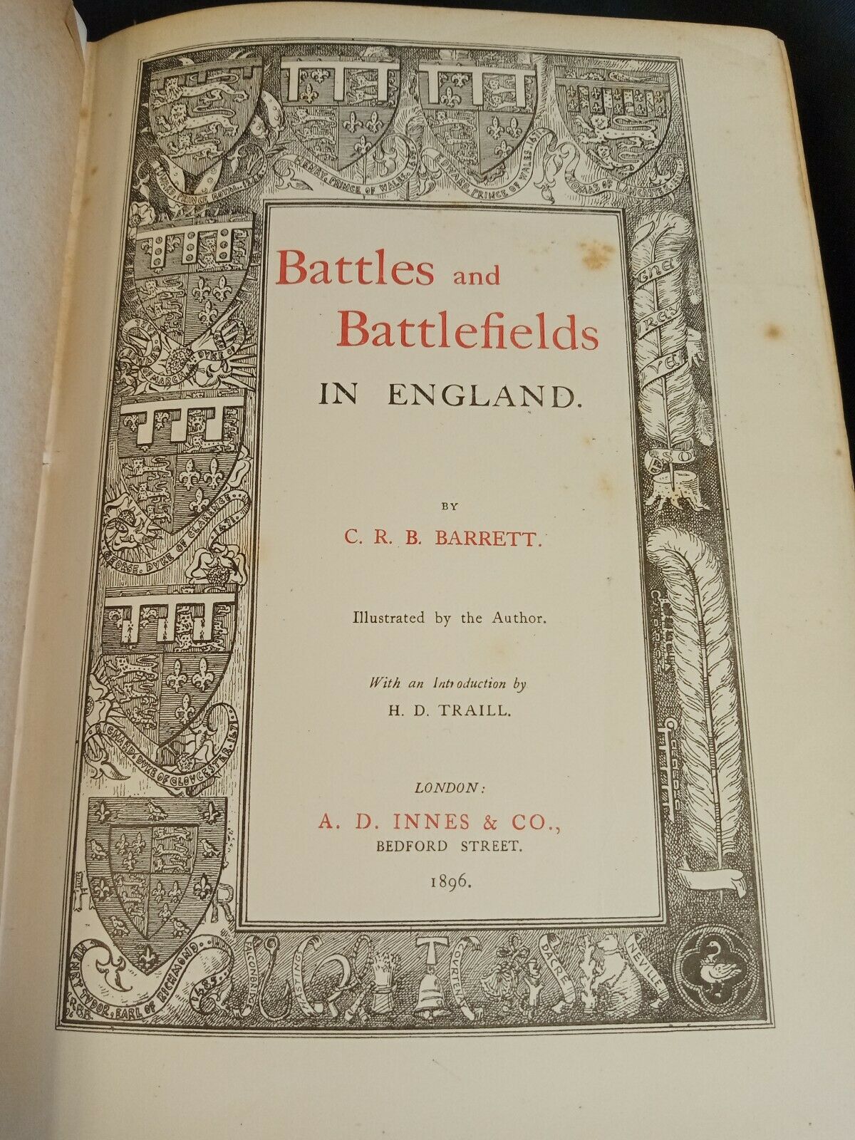 Battles And Battlefields In England C.R.B. Barrett Pub. 1896 Innes & Co - (7868)