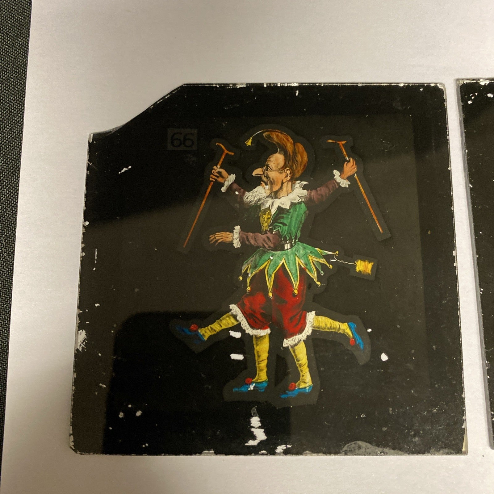 Magic Lantern Victorian Glass Square Handpainted Circus x 3 Slides (1064)