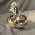 Murano Glass Swan Smoked & Red Glass Trinket bowl 19cm Vintage 1970's - (2085)
