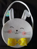 BULK BUY 8 x Bag large felt and shaped as a bunny rabbit ready for the egg hunt Easter