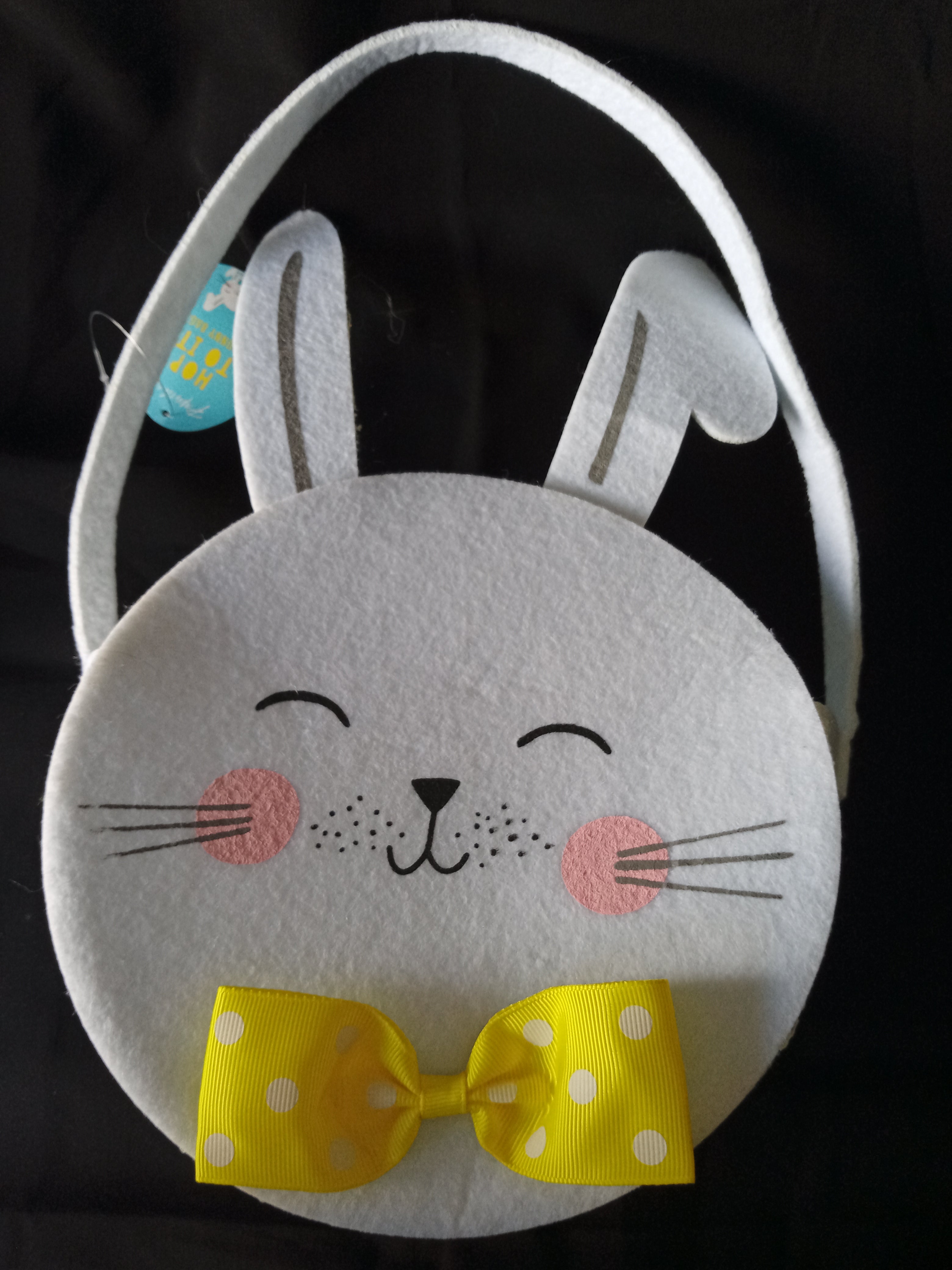 BULK BUY 8 x Bag large felt and shaped as a bunny rabbit ready for the egg hunt Easter