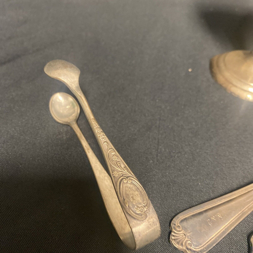 Art Deco 1920's EPNS Job lot 2 goblets, 2 forks, spoon, sugar tongs - (9086)