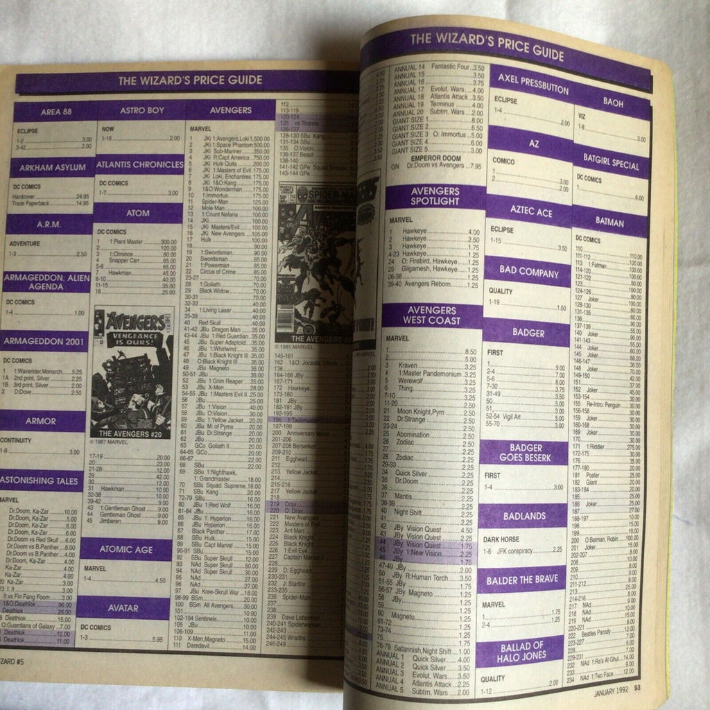 WIZARD Comic Collectors book and price guide No 5 January 1992 - (8897)