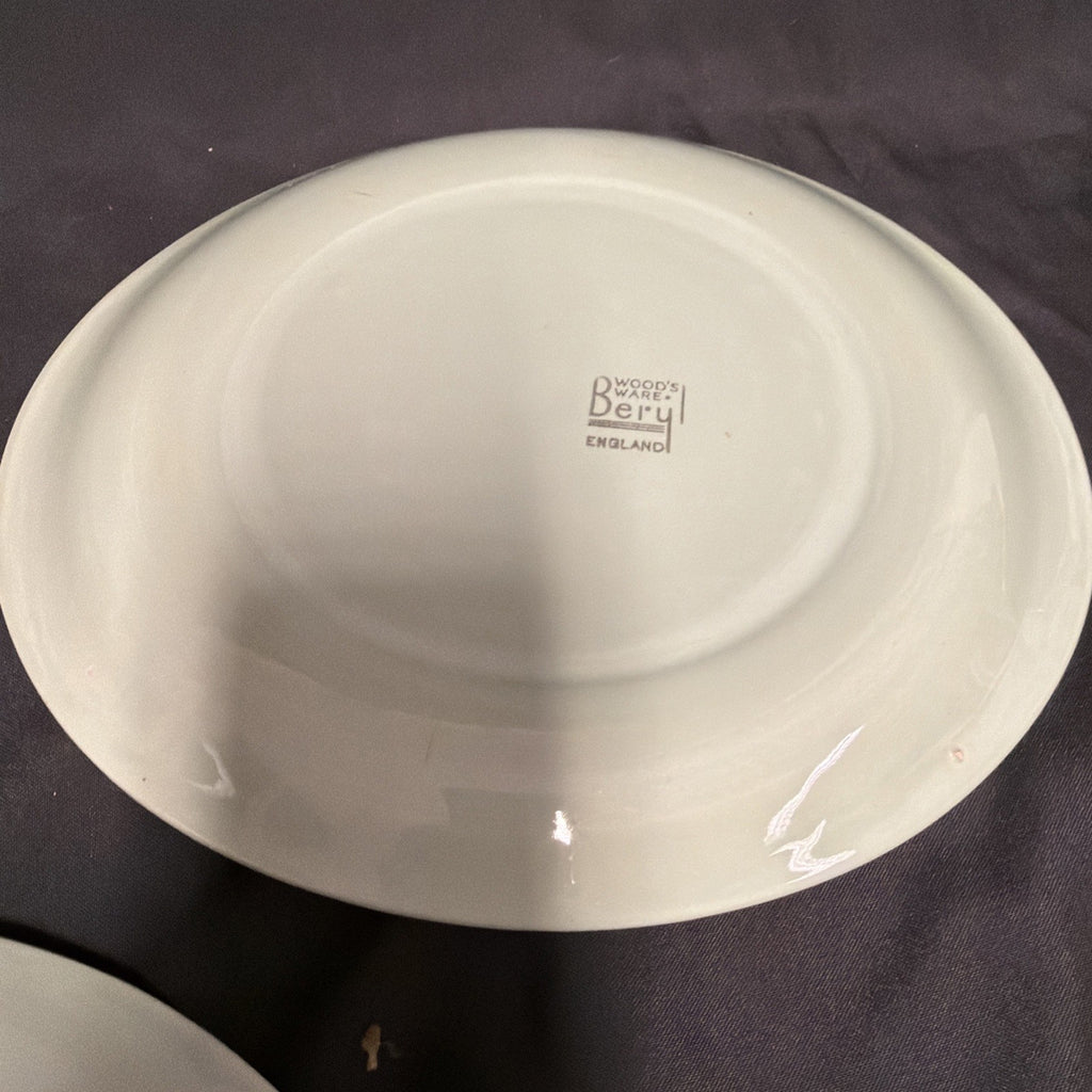 Wood's Ware Beryl Utility Green 2 x steak Oval Plate 28cm Diameter- (1932) 