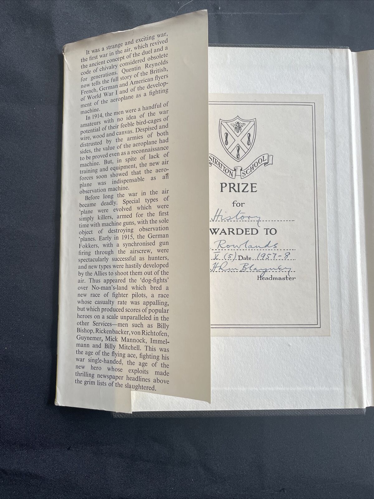 BOOK - They Fought For The Sky - Quentin Reynolds - 1958 print 1st Ed- (9507)