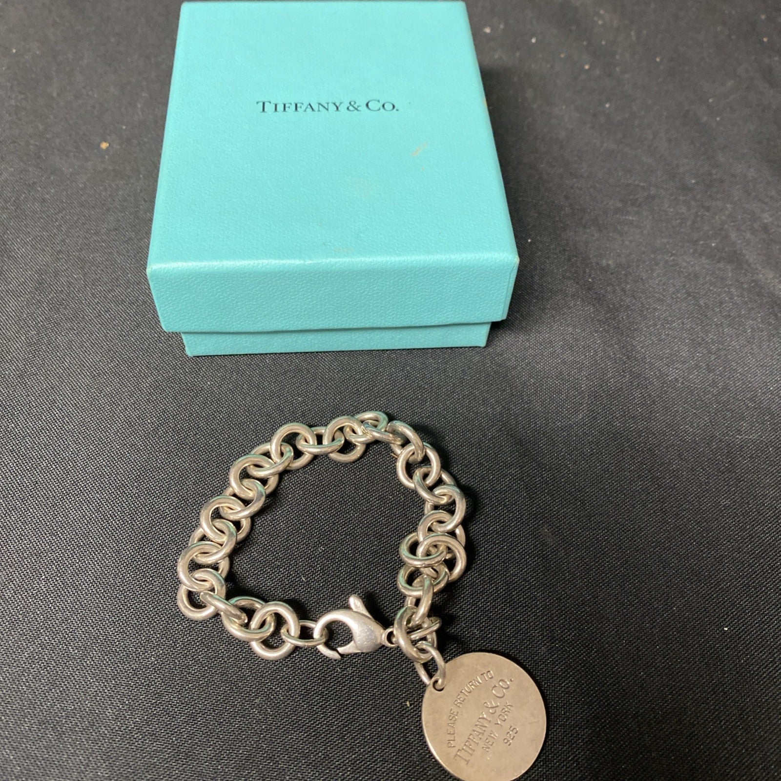 Tiffany & Co Please Return To Tiffany Round Tag Charm Bracelet 7” (1669)