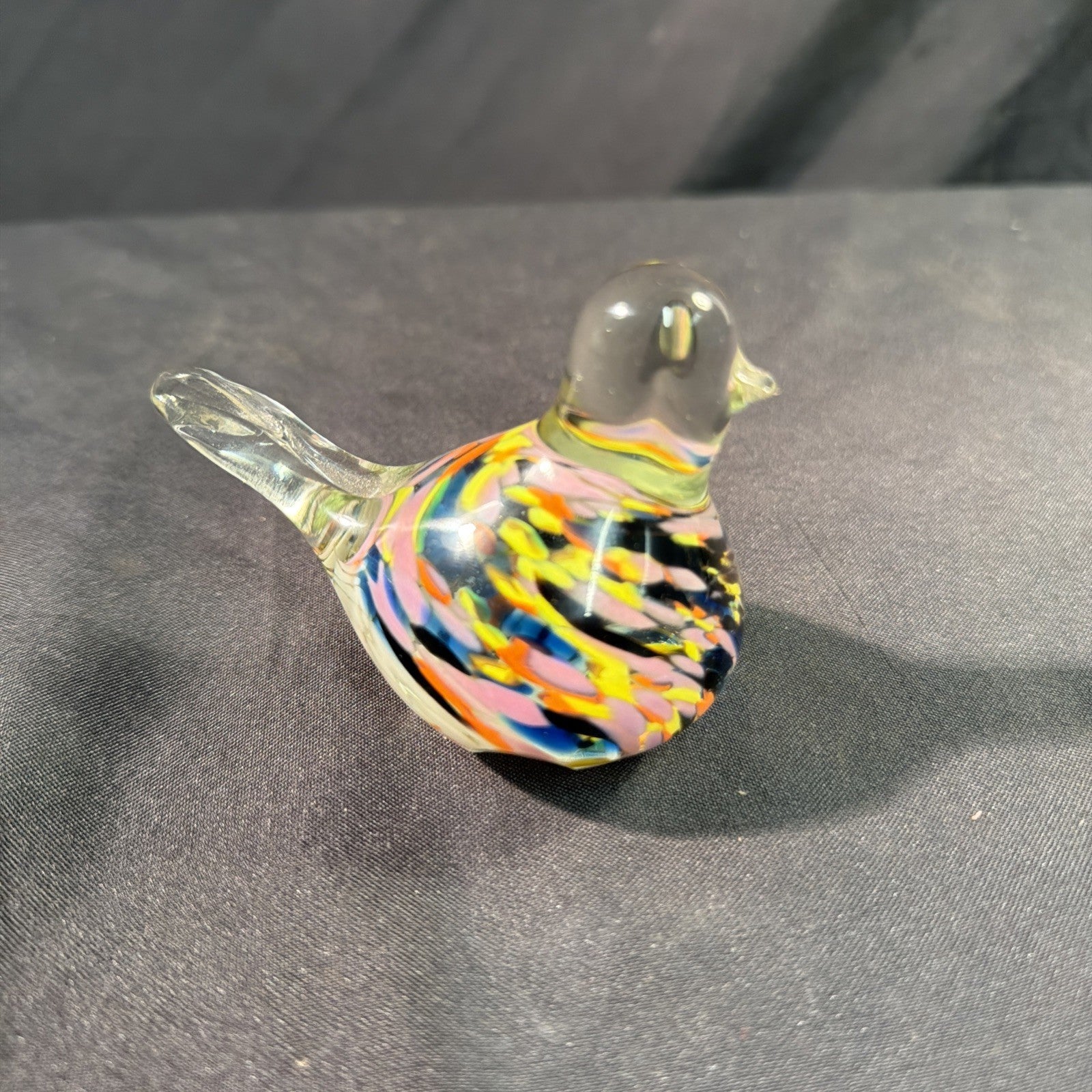 Murano Bird Paperweight  9cm coloured glass Vintage - (2080)