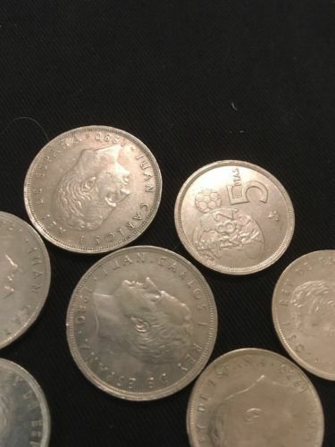 Spain 5 PTAS Pesetas 1980 x 5 + 25 PTS x 3 Coins - Espana 82 World Cup - (2818)