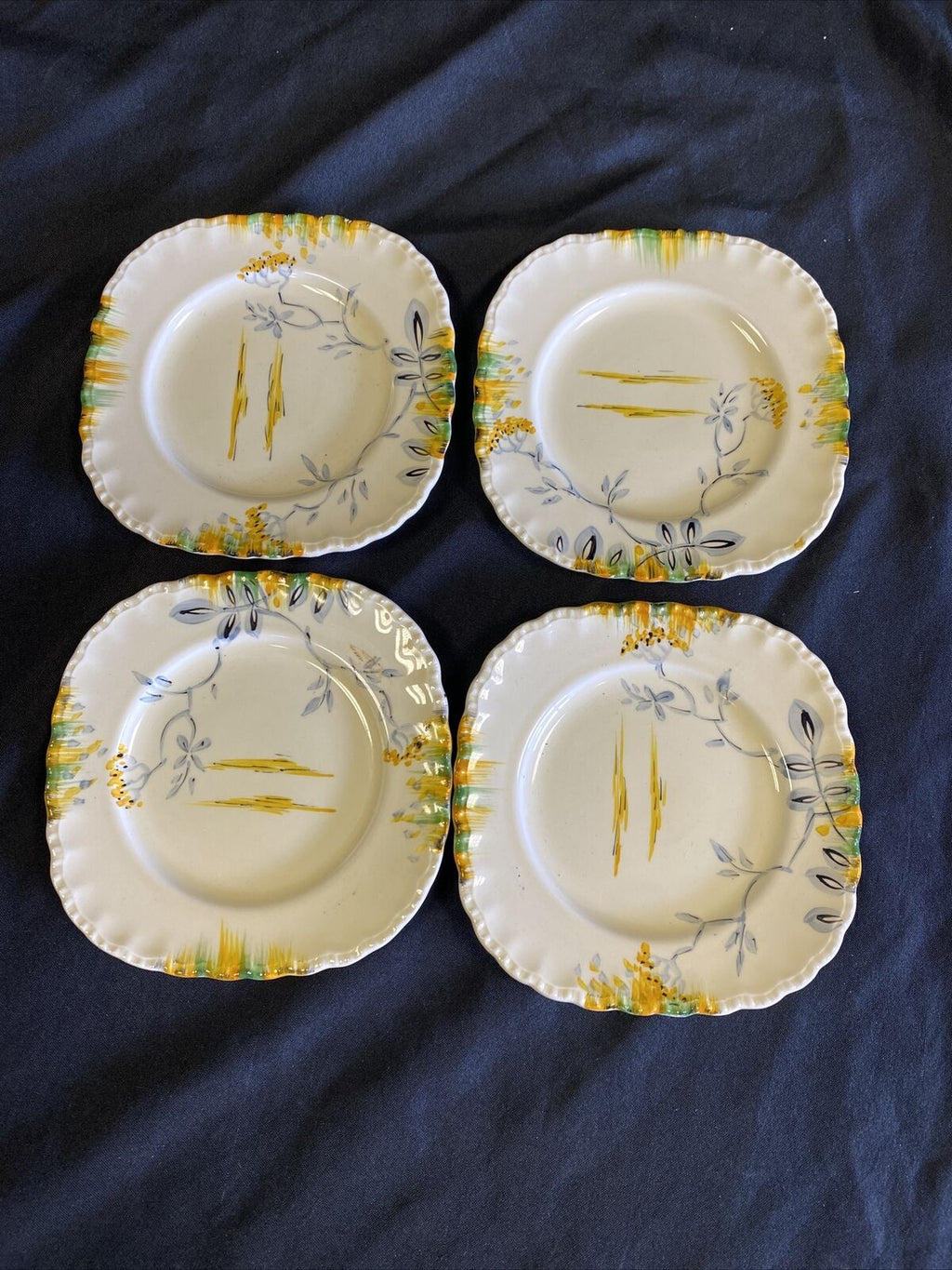 Grindley 15cm Tea Plates x 4 Art Deco design Otis - Excellent condition - (7565)
