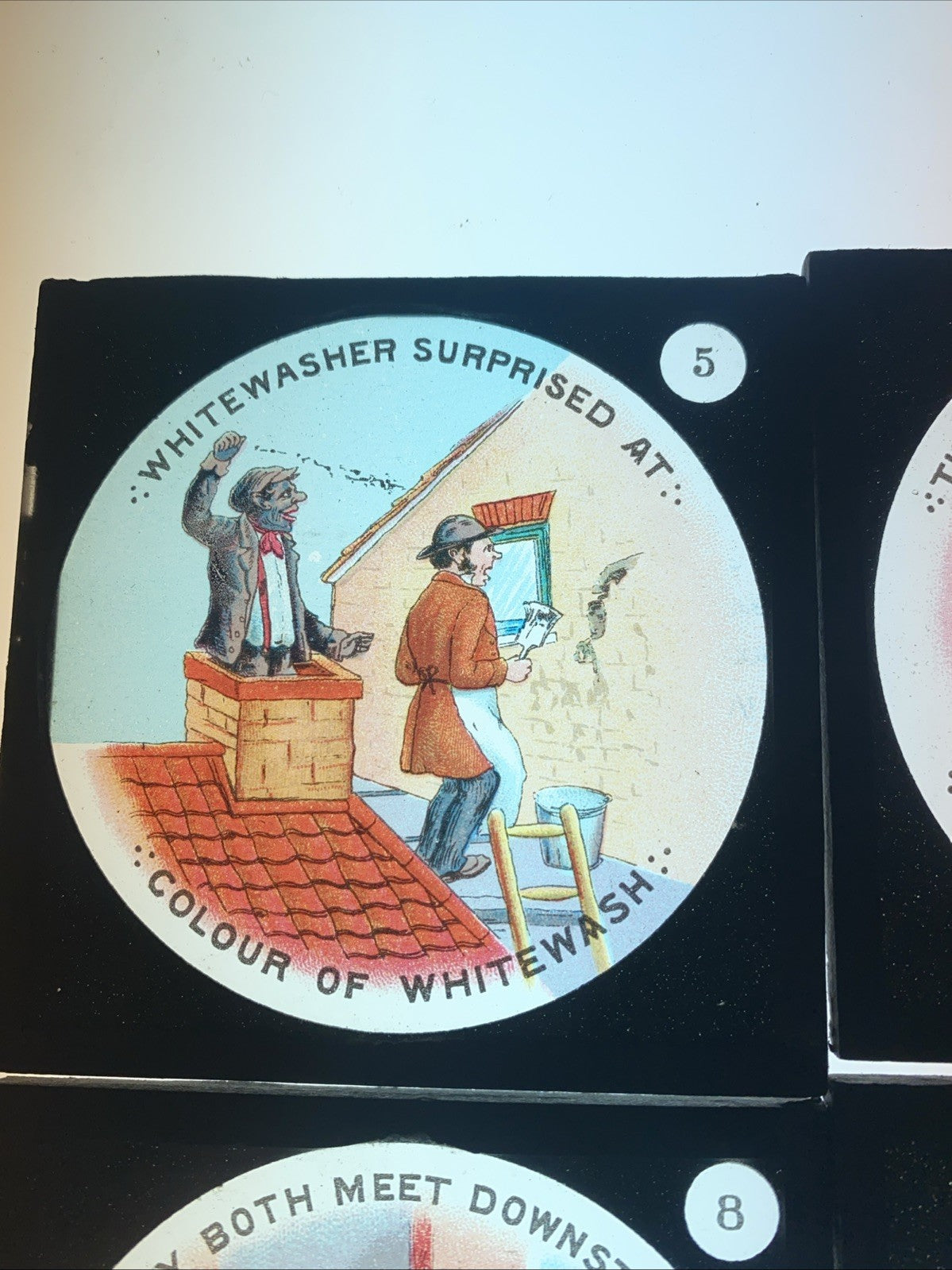 Magic Lantern Victorian Glass Square Handpainted Story x 8 Slides (1061)