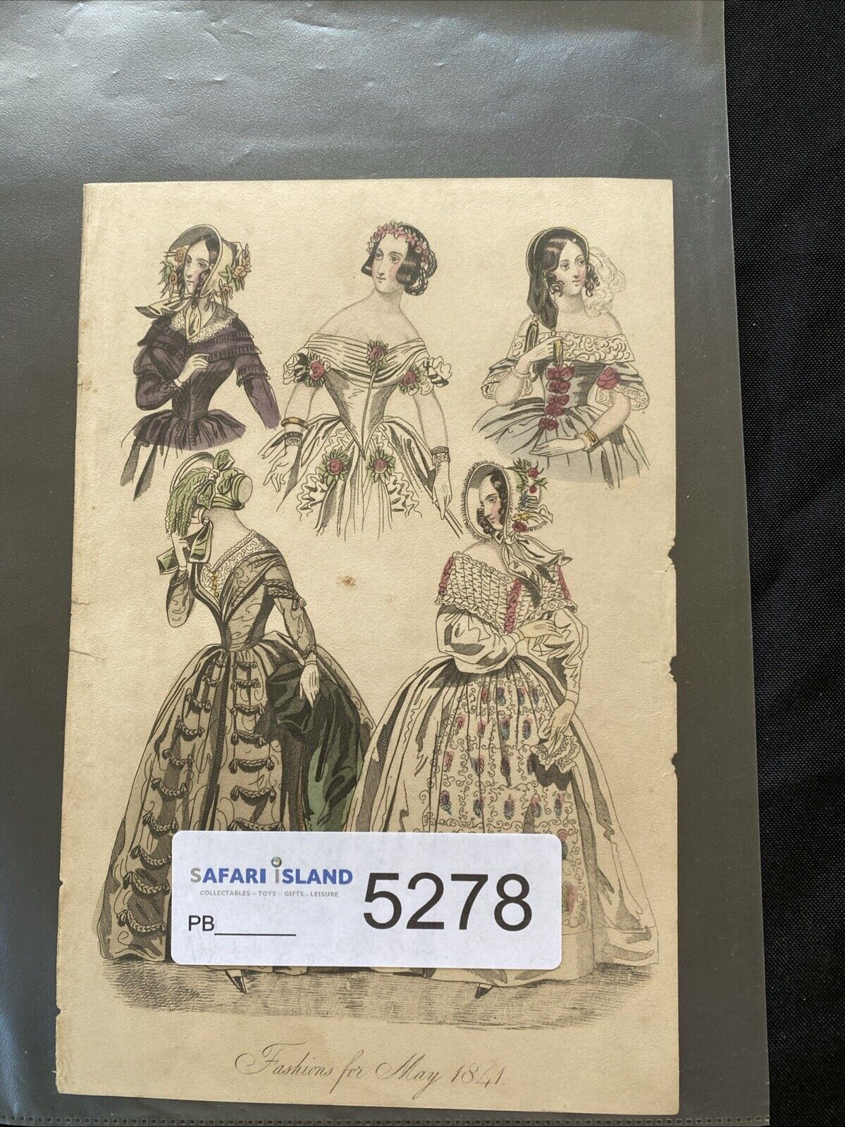 Victorian Regency London Fashion Engraving Plate Antique May 1841 - (5278)