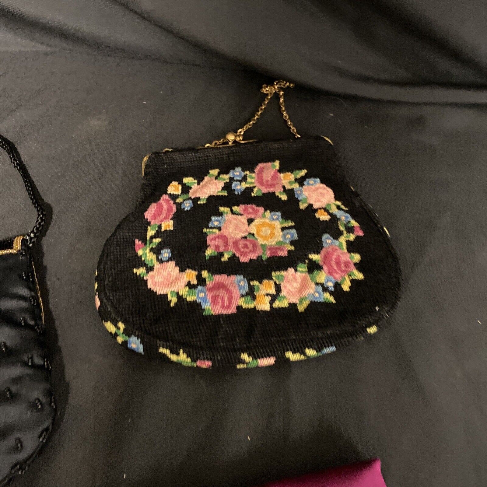 Antique Tapastry and Brass Handbag + Alexon and Avon Vintage bags - (9149)
