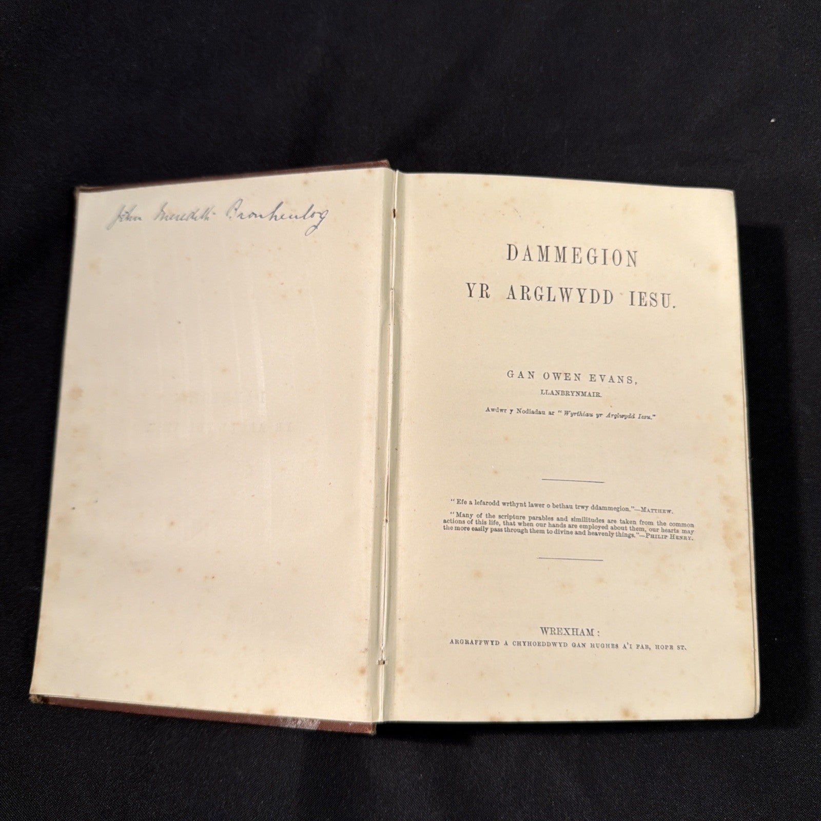 Dammegion Crist Yr Arglwydd Iesu, Owen Evans - Welsh Language book - (1883)