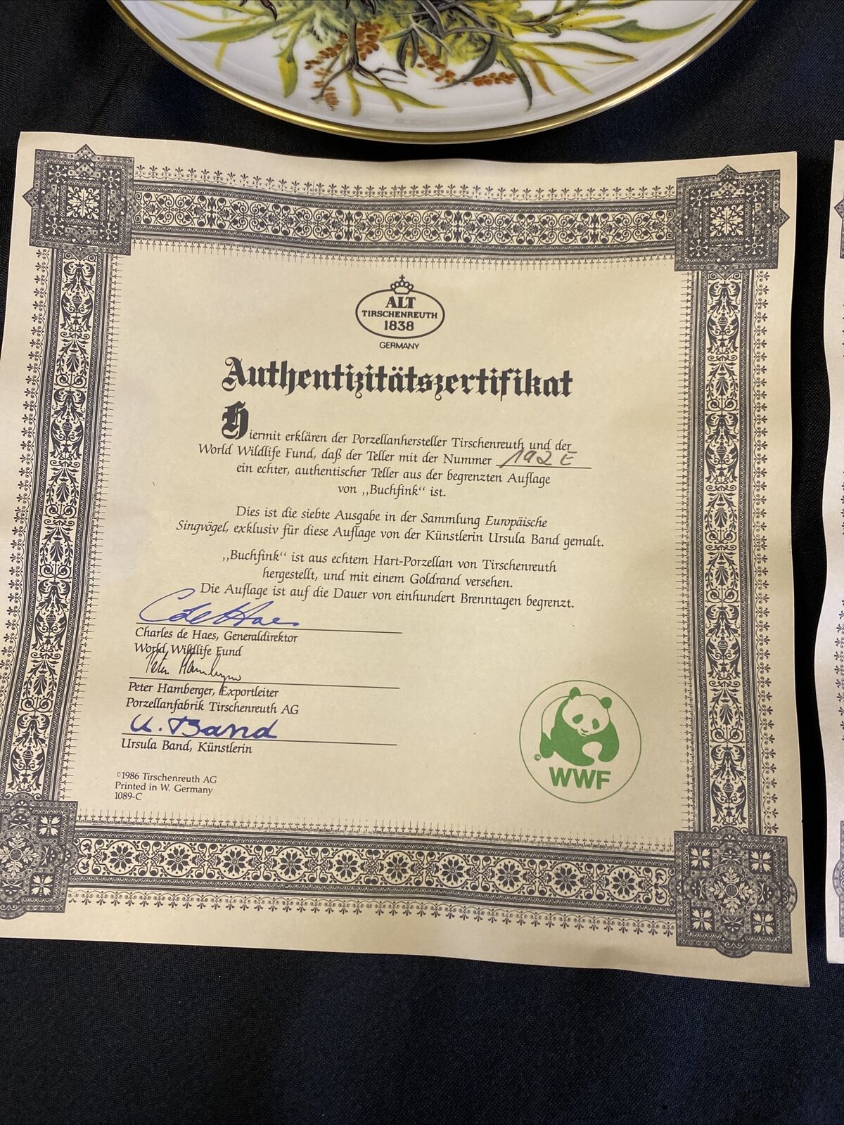 WWF Tirschenreuth Bands Songbirds Europe Plates x2 Bullfinch & Great Tit (7829