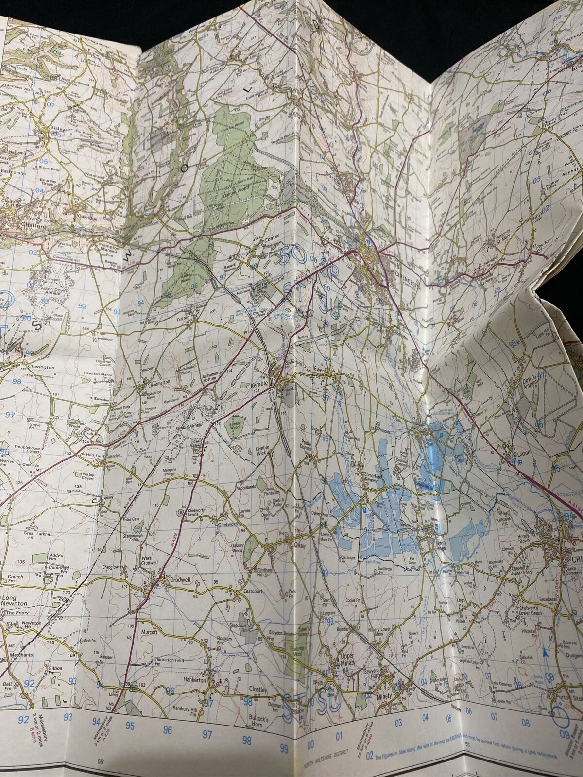 MAP - Ordnance Survey 2cm-1km '87 Landranger#163 Cheltenham Cirencester (8676