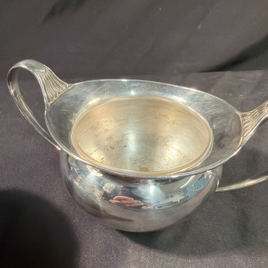 Silver Plate 1920's Sugar Bowl and Creamer Excellent Condition - (2059)