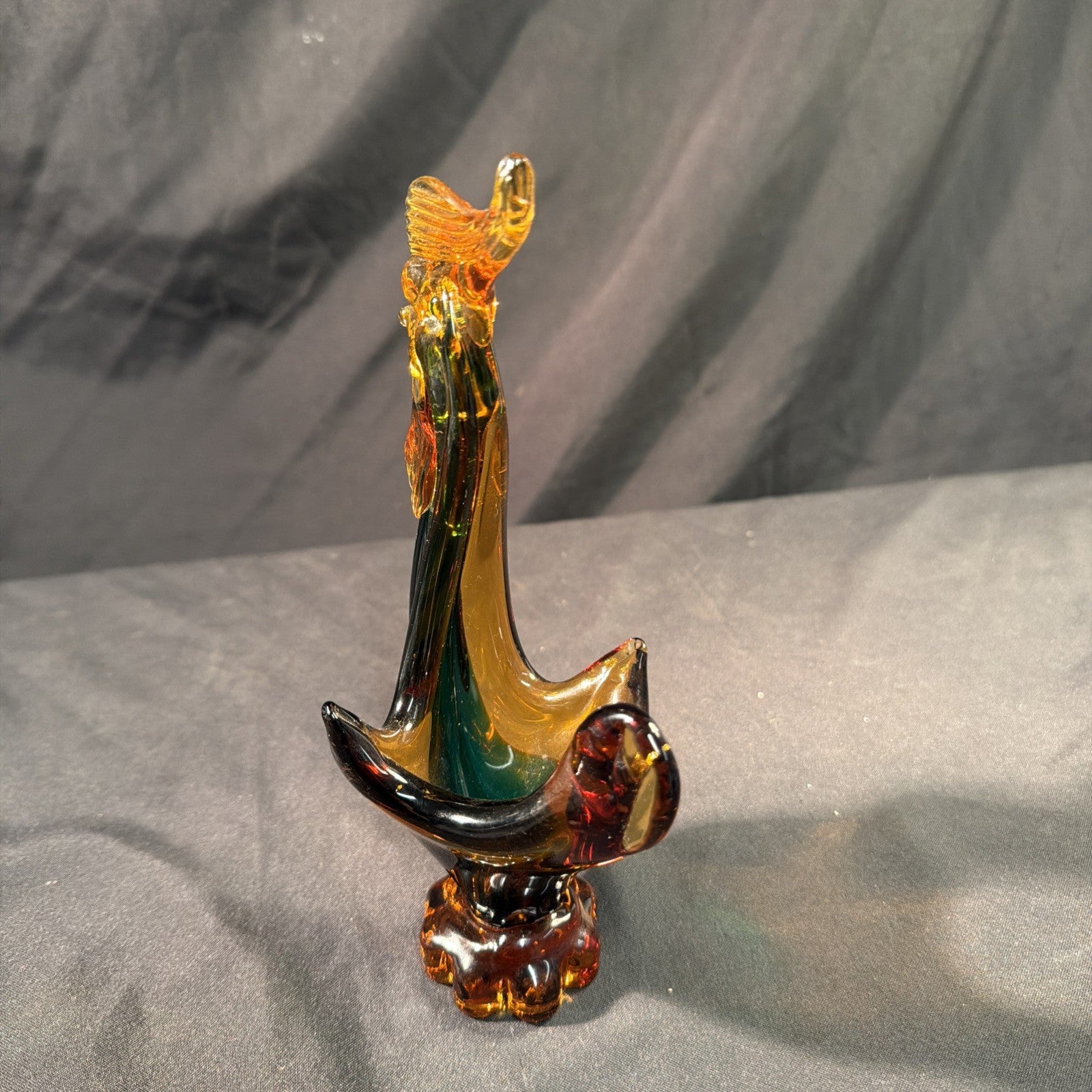 Licio Zanetti for Murano Amber & Blue glass Cockerel 1960's Vintage - (2079)