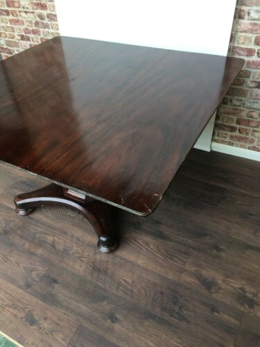 Antique Mahogany Very large square reception table on octagonal baluster column