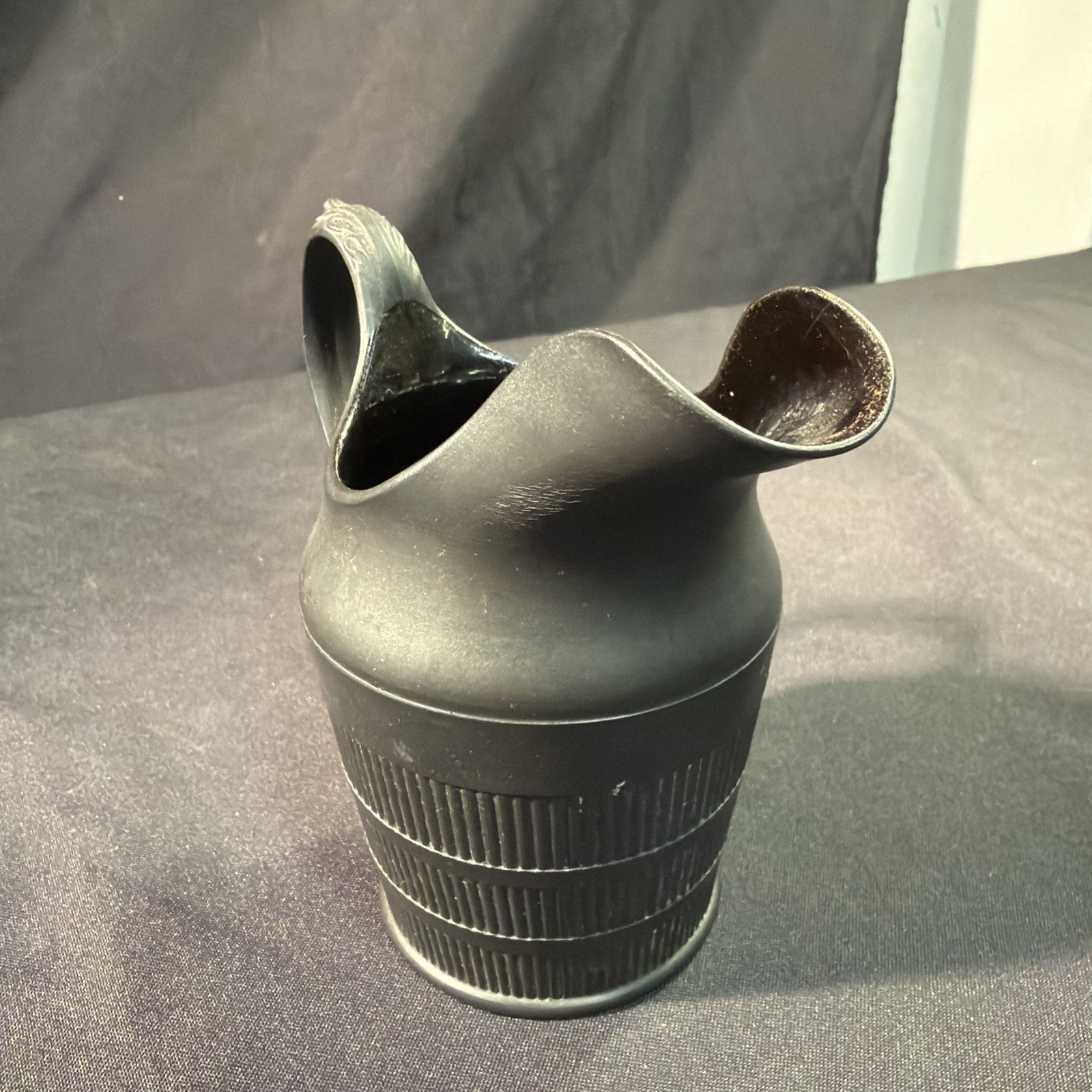 Vintage Black Basalt Jug / Creamer 12cm tall Wedgwood? - (1979)