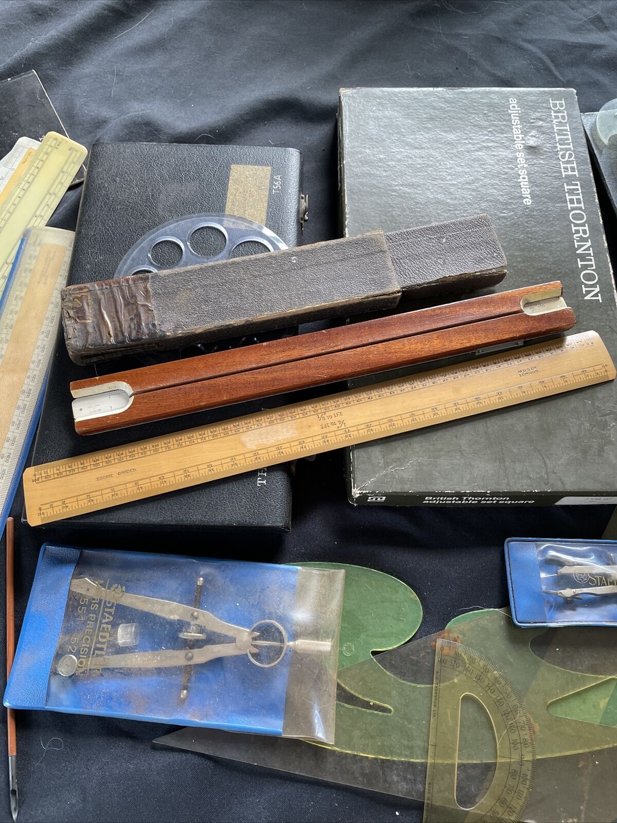 Vintage British Thornton Drawing Instruments Slide Rule etc Job Lot - 9390